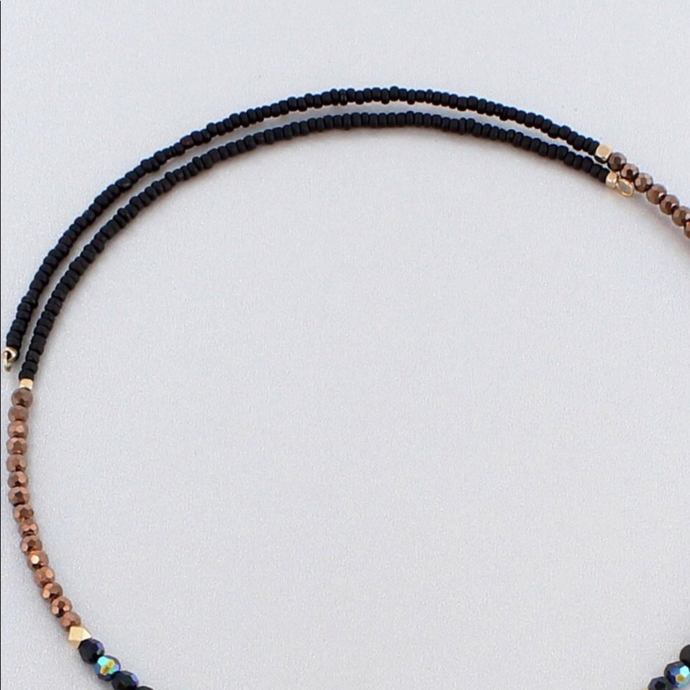 Triangle Charm Bead Choker Necklace Boutique NEW - Picture 2 of 5